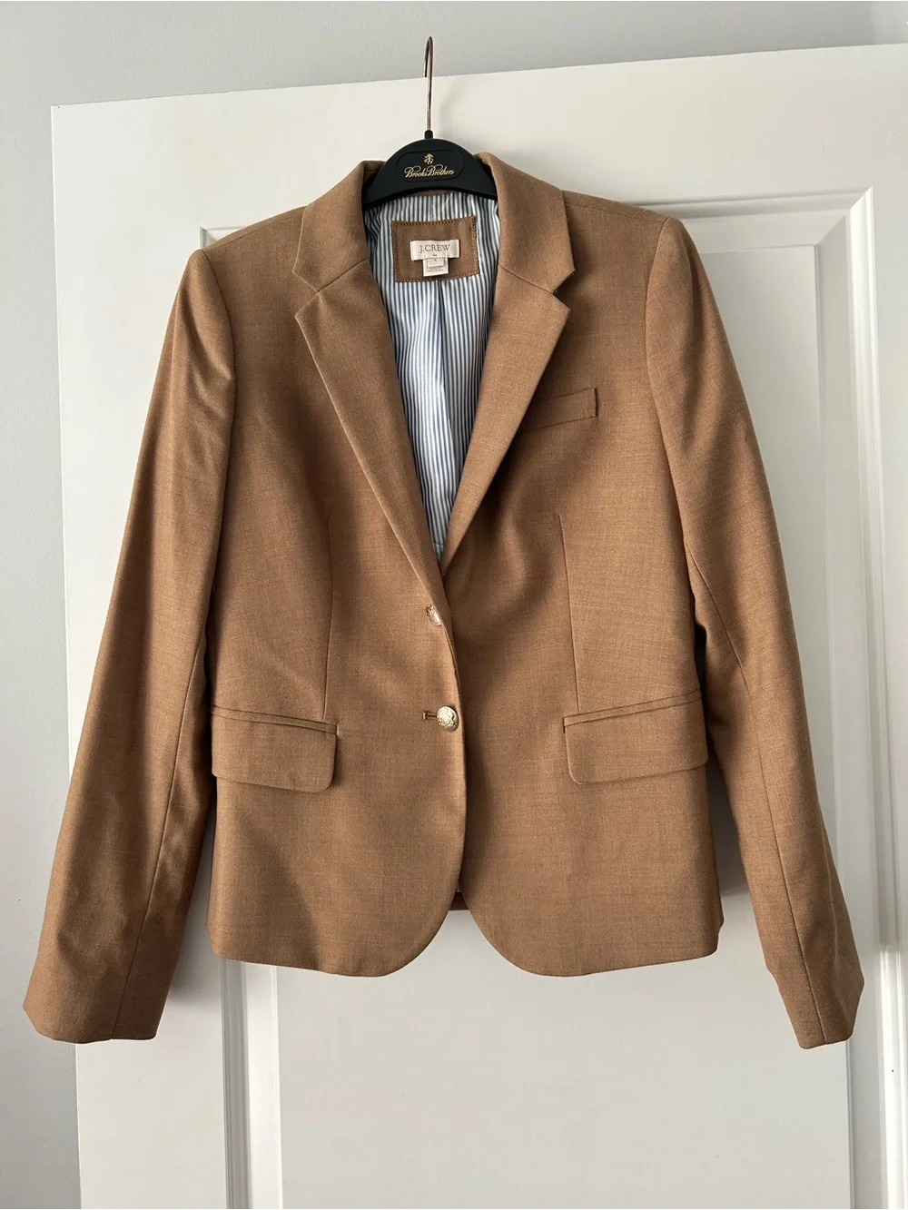 J. Crew Camel/Tan Wool-Blend Single-Breasted Blazer